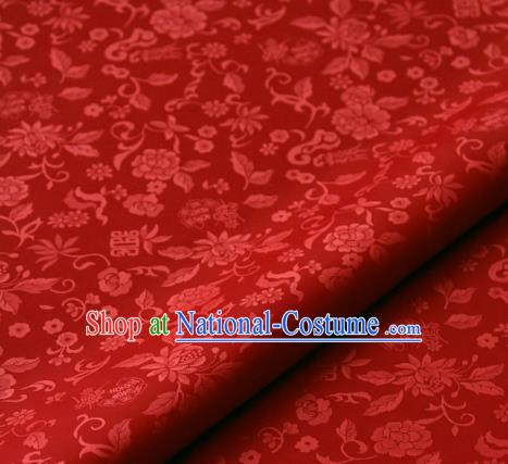 Asian Traditional Palace Drapery Korean Hanbok Royal Chrysanthemum Pattern Red Brocade Satin Fabric