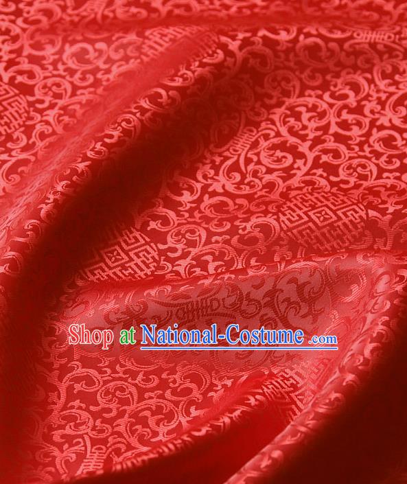 Asian Chinese Traditional Palace Drapery Chinese Royal Pattern Red Brocade Satin Fabric Tang Suit Silk Fabric Material