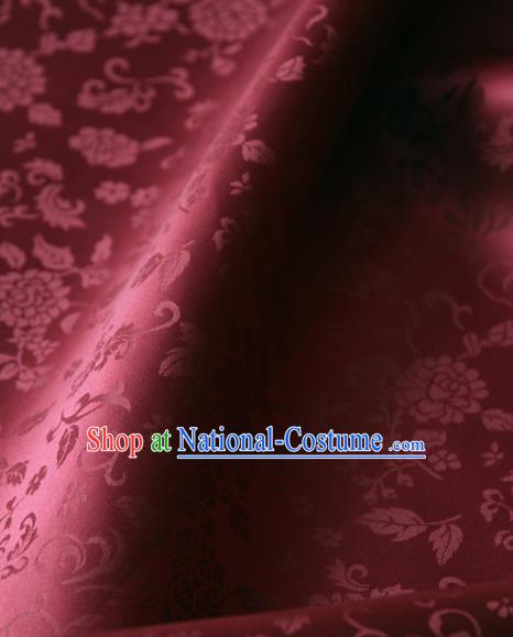 Asian Chinese Traditional Palace Drapery Chinese Royal Pattern Amaranth Brocade Satin Fabric Tang Suit Silk Fabric Material