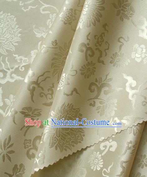 Asian Korean Traditional Palace Drapery Royal Pattern Golden Brocade Satin Fabric Silk Fabric Material