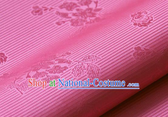 Asian Korean Ancient Costume Drapery Traditional Palace Pattern Rosy Brocade Satin Fabric Silk Fabric Material