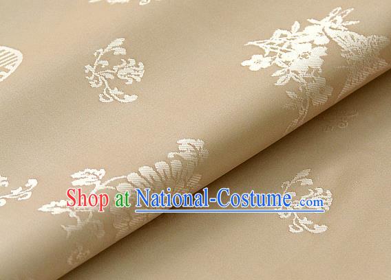 Asian Korean Ancient Costume Khaki Brocade Traditional Palace Pattern Satin Fabric Silk Fabric Material