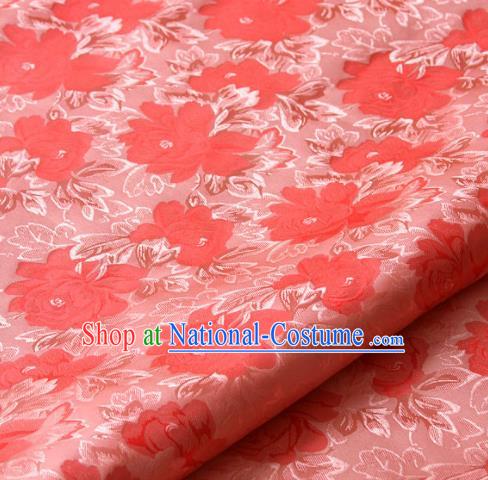 Asian Korean Classical Red Brocade Traditional Palace Pattern Satin Fabric Silk Fabric Material