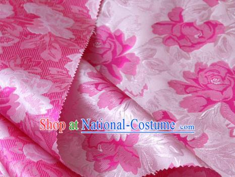 Asian Korean Classical Rosy Brocade Traditional Palace Pattern Satin Fabric Silk Fabric Material