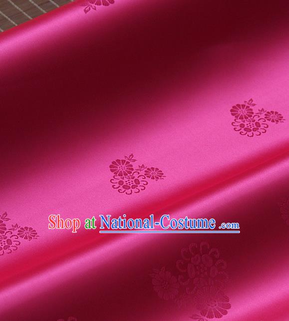 Asian Traditional Rosy Satin Classical Pattern Drapery Korean Hanbok Palace Brocade Silk Fabric