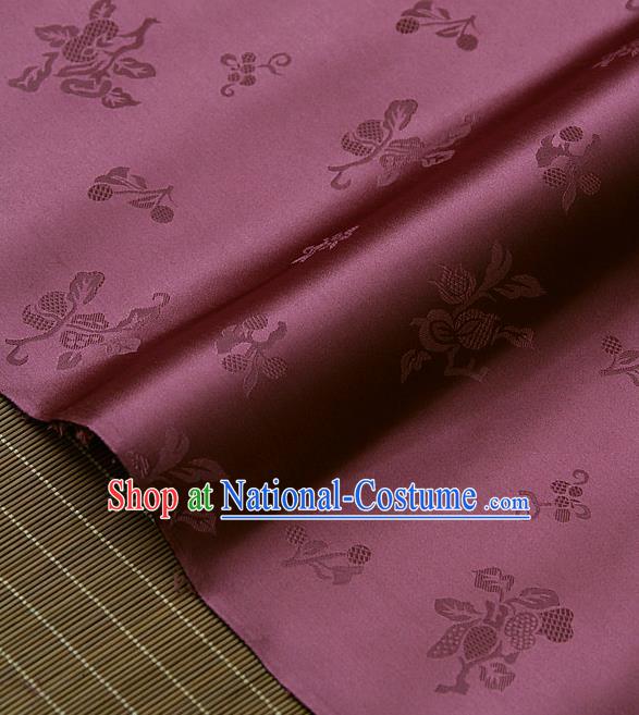 Asian Traditional Amaranth Satin Classical Pattern Drapery Korean Hanbok Palace Brocade Silk Fabric