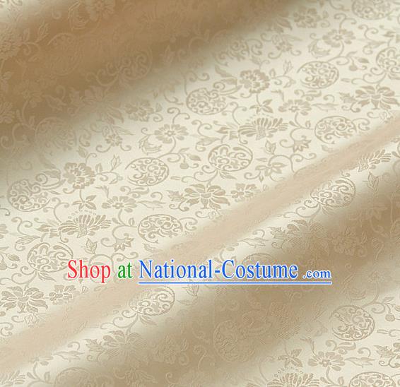 Traditional Asian Golden Satin Classical Pattern Drapery Korean Hanbok Palace Brocade Silk Fabric