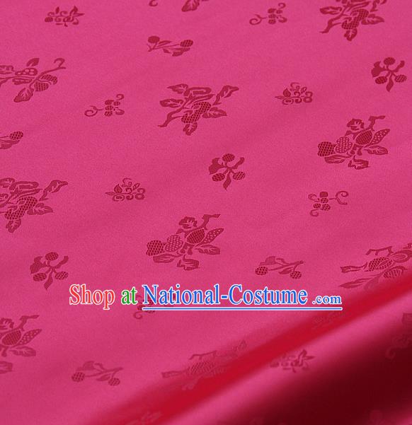 Traditional Asian Rosy Satin Classical Pattern Drapery Korean Hanbok Palace Brocade Silk Fabric