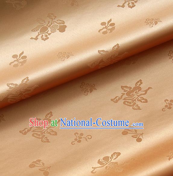 Traditional Asian Golden Satin Classical Pattern Drapery Korean Hanbok Palace Brocade Silk Fabric