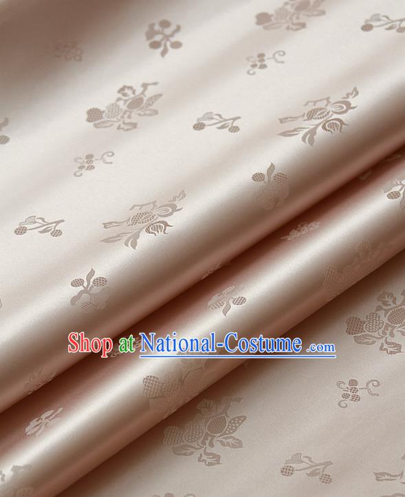 Traditional Asian Champagne Satin Classical Pattern Drapery Korean Hanbok Palace Brocade Silk Fabric