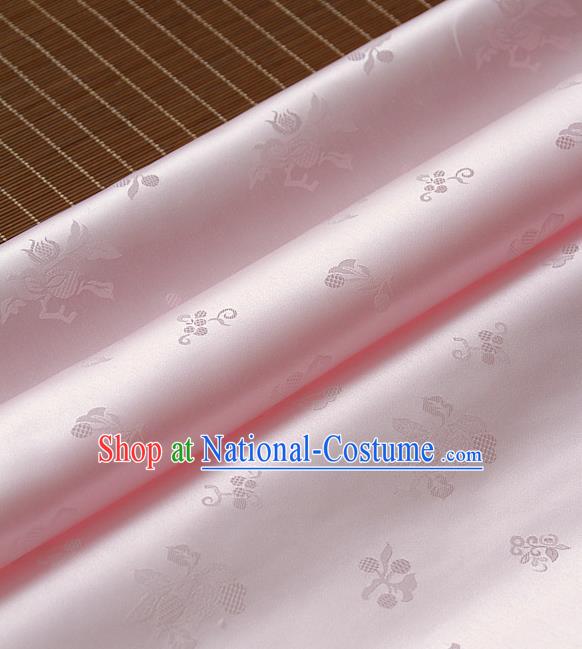 Traditional Asian Pink Satin Classical Pattern Drapery Korean Hanbok Palace Brocade Silk Fabric