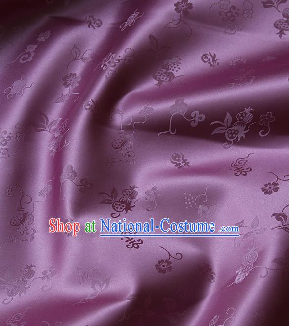 Traditional Asian Purple Brocade Classical Cucurbit Pattern Drapery Korean Hanbok Palace Satin Silk Fabric