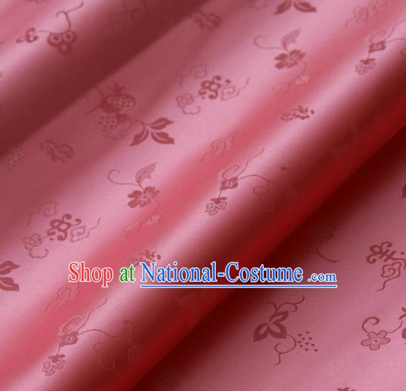 Traditional Asian Peach Pink Brocade Classical Cucurbit Pattern Drapery Korean Hanbok Palace Satin Silk Fabric