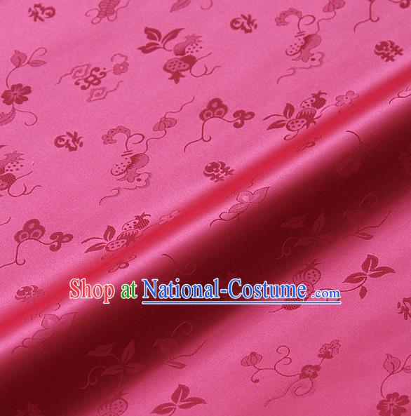 Traditional Asian Rosy Brocade Classical Cucurbit Pattern Drapery Korean Hanbok Palace Satin Silk Fabric