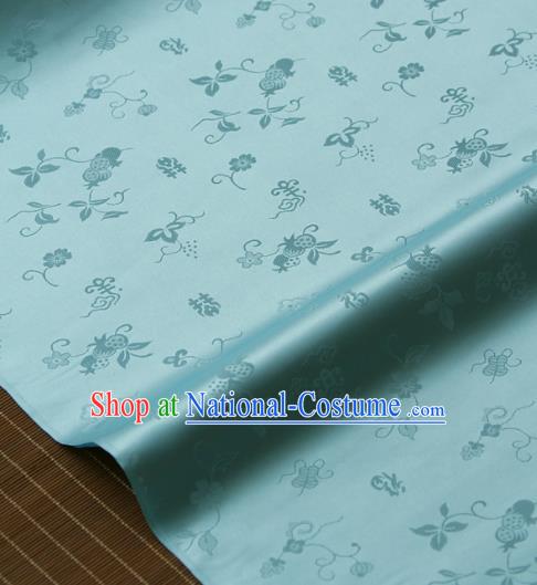 Traditional Asian Light Blue Brocade Classical Cucurbit Pattern Drapery Korean Hanbok Palace Satin Silk Fabric