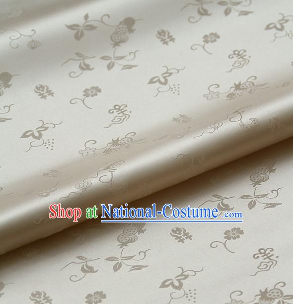 Traditional Asian Light Golden Brocade Classical Cucurbit Pattern Drapery Korean Hanbok Palace Satin Silk Fabric