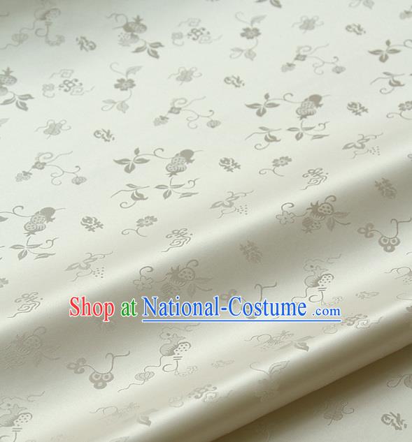 Traditional Asian Beige Brocade Classical Cucurbit Pattern Drapery Korean Hanbok Palace Satin Silk Fabric