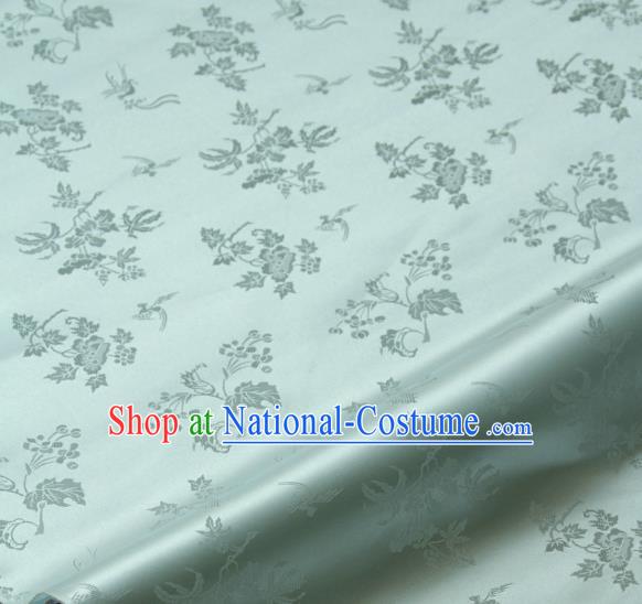 Traditional Asian Classical Grape Pattern Light Green Brocade Drapery Korean Hanbok Palace Satin Silk Fabric