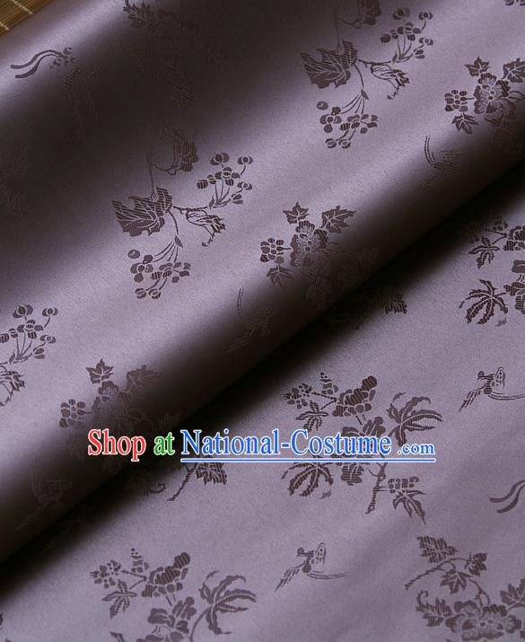 Traditional Asian Classical Grape Pattern Light Purple Brocade Drapery Korean Hanbok Palace Satin Silk Fabric