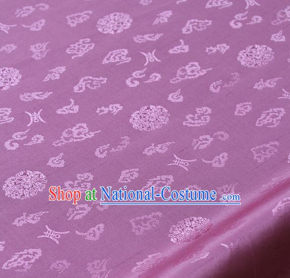 Traditional Asian Lilac Brocade Drapery Korean Hanbok Palace Satin Silk Fabric