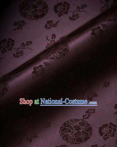 Traditional Asian Cloth Drapery Brown Brocade Korean Hanbok Palace Satin Silk Fabric