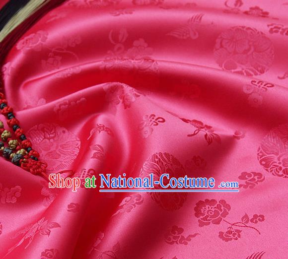 Traditional Asian Cloth Drapery Rosy Brocade Korean Hanbok Palace Satin Silk Fabric