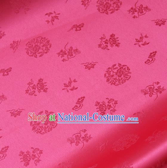 Traditional Asian Cloth Drapery Rosy Brocade Korean Hanbok Palace Satin Silk Fabric