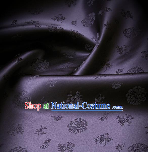 Traditional Asian Cloth Drapery Dark Purple Brocade Korean Hanbok Palace Satin Silk Fabric