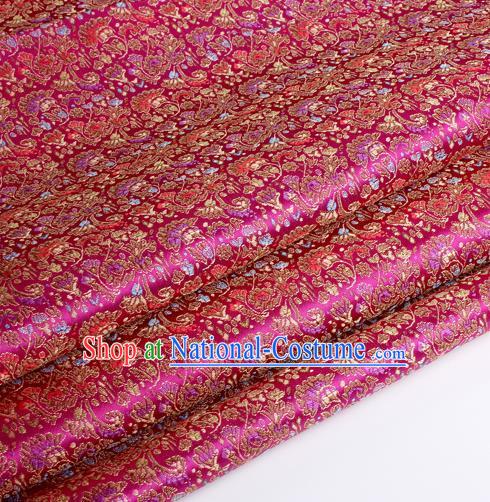 Chinese Traditional Rosy Brocade Fabric Tang Suit Classical Cockscomb Flower Pattern Design Tang Suit Silk Material Satin Drapery