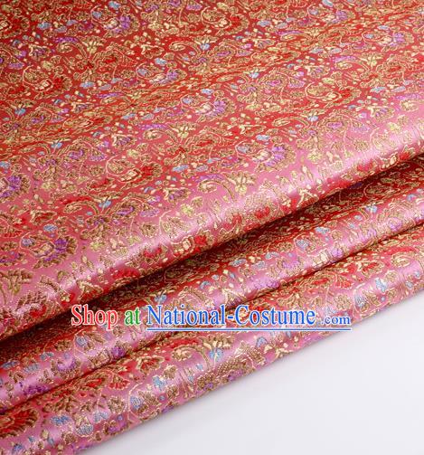 Chinese Traditional Pink Brocade Fabric Tang Suit Classical Cockscomb Flower Pattern Design Tang Suit Silk Material Satin Drapery