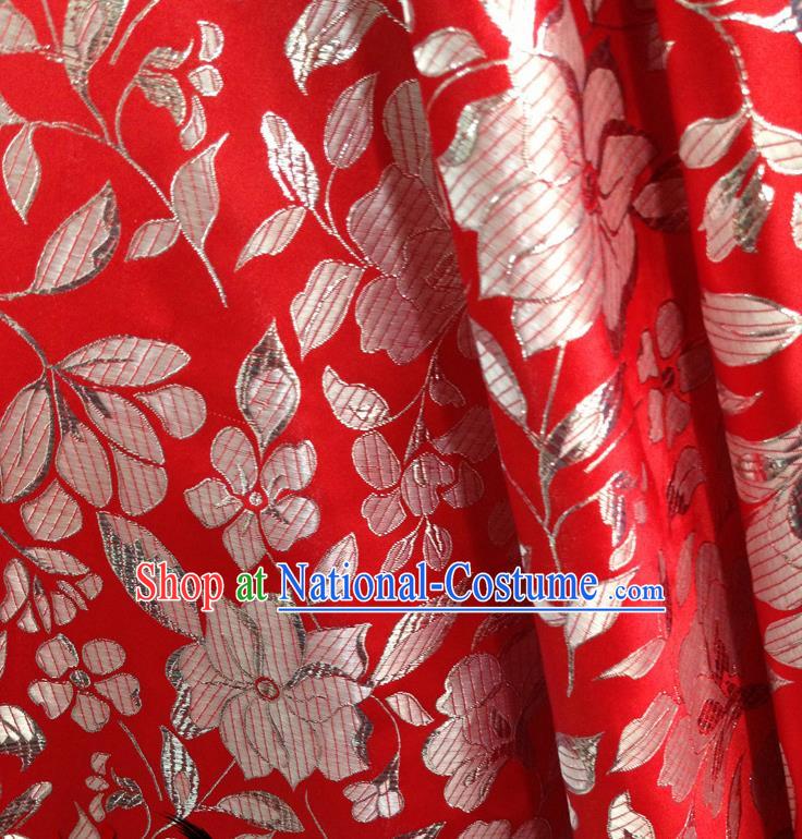 Chinese Traditional Red Brocade Fabric Tang Suit Classical Peony Pattern Design Tang Suit Silk Material Satin Drapery