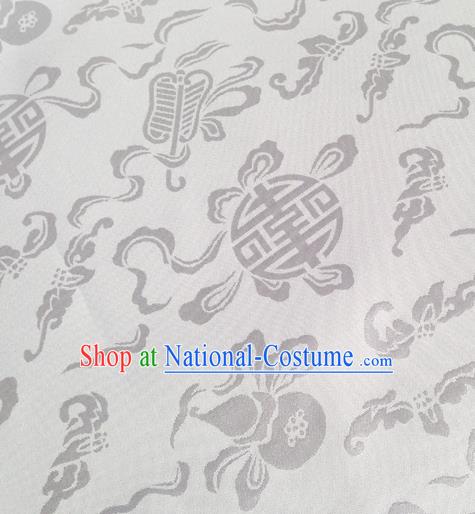 Chinese Traditional White Brocade Fabric Tang Suit Classical Calabash Pattern Design Silk Material Satin Drapery