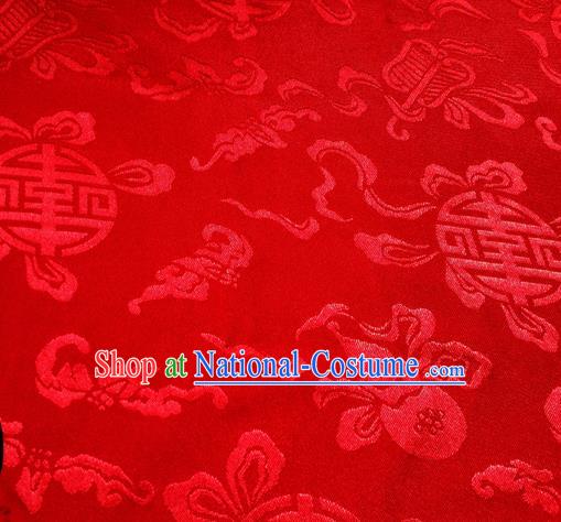 Chinese Traditional Red Brocade Fabric Tang Suit Classical Calabash Pattern Design Silk Material Satin Drapery