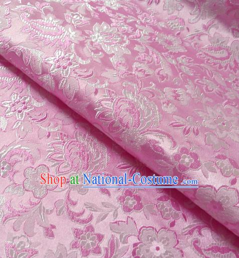 Chinese Traditional Pink Brocade Fabric Tang Suit Classical Pattern Design Silk Material Satin Drapery