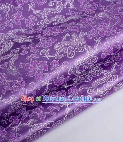 Chinese Traditional Purple Brocade Fabric Tang Suit Classical Dragons Pattern Design Silk Material Satin Drapery