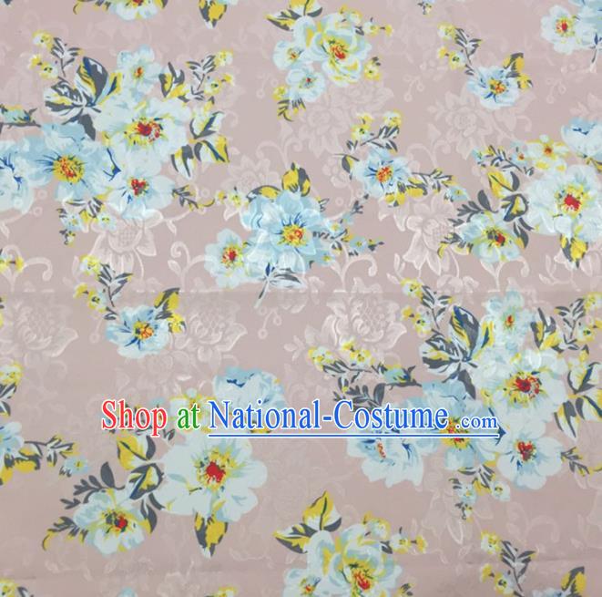 Chinese Traditional Apparel Fabric Pink Brocade Classical Pattern Design Silk Material Satin Drapery