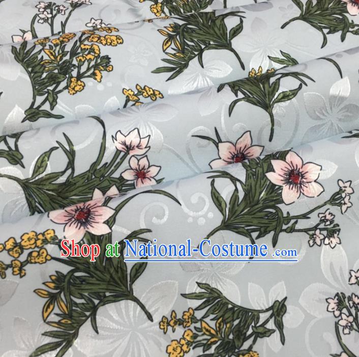 Chinese Traditional Apparel Fabric Qipao Brocade Classical Flowers Pattern Design Silk Material Satin Drapery