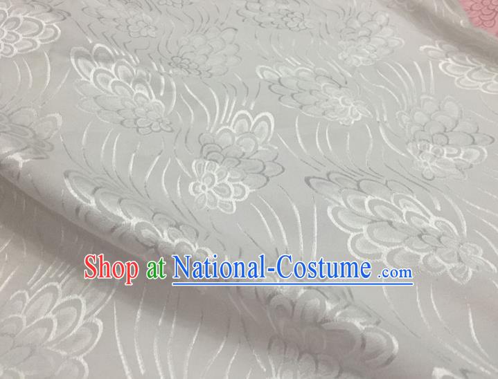 Chinese Traditional Apparel Fabric White Brocade Classical Pattern Design Silk Material Satin Drapery