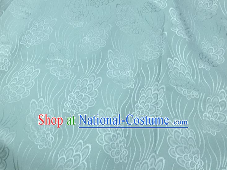 Chinese Traditional Apparel Fabric Green Brocade Classical Pattern Design Silk Material Satin Drapery