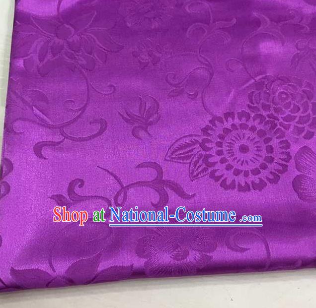 Chinese Traditional Apparel Fabric Purple Brocade Classical Pattern Design Silk Material Satin Drapery