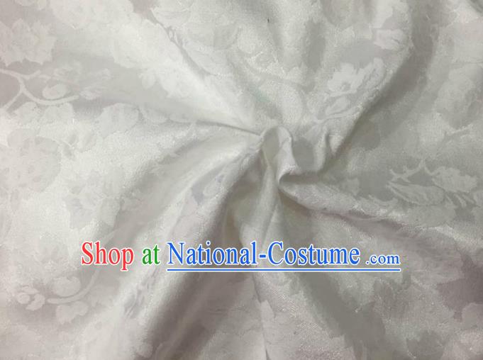 Chinese Traditional Apparel Fabric White Brocade Classical Pattern Design Silk Material Satin Drapery