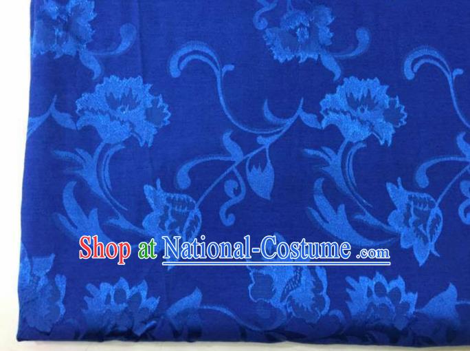 Chinese Traditional Apparel Fabric Blue Brocade Classical Pattern Design Silk Material Satin Drapery