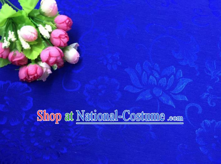 Chinese Traditional Apparel Fabric Blue Qipao Brocade Classical Pattern Design Silk Material Satin Drapery