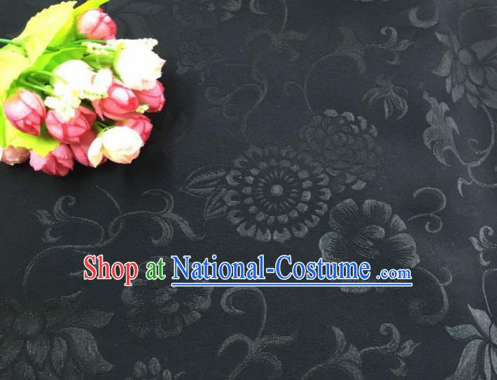 Chinese Traditional Apparel Fabric Black Qipao Brocade Classical Pattern Design Silk Material Satin Drapery