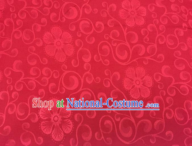 Chinese Traditional Apparel Fabric Qipao Red Brocade Classical Flowers Pattern Design Silk Material Satin Drapery