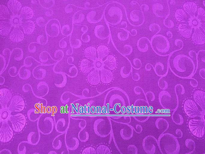 Chinese Traditional Apparel Fabric Qipao Purple Brocade Classical Flowers Pattern Design Silk Material Satin Drapery