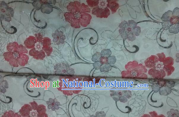 Chinese Traditional Apparel Fabric Qipao Brocade Classical Flowers Pattern Design Silk Material Satin Drapery