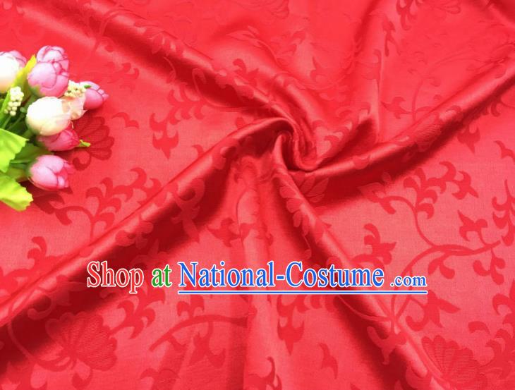 Chinese Traditional Apparel Fabric Qipao Red Brocade Classical Pattern Design Silk Material Satin Drapery