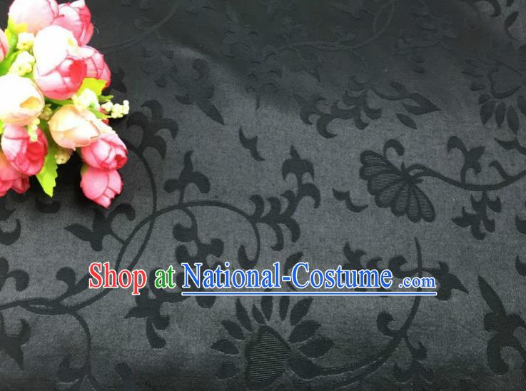 Chinese Traditional Apparel Fabric Qipao Black Brocade Classical Pattern Design Silk Material Satin Drapery