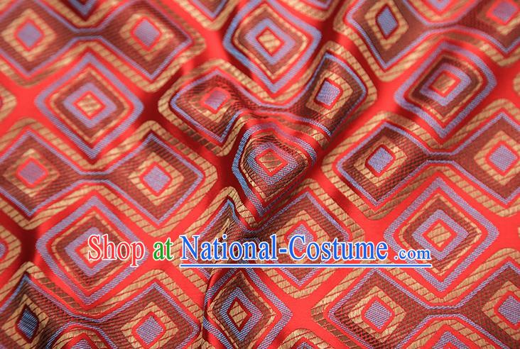 Chinese Traditional Apparel Qipao Fabric Red Brocade Classical Pattern Design Material Satin Drapery